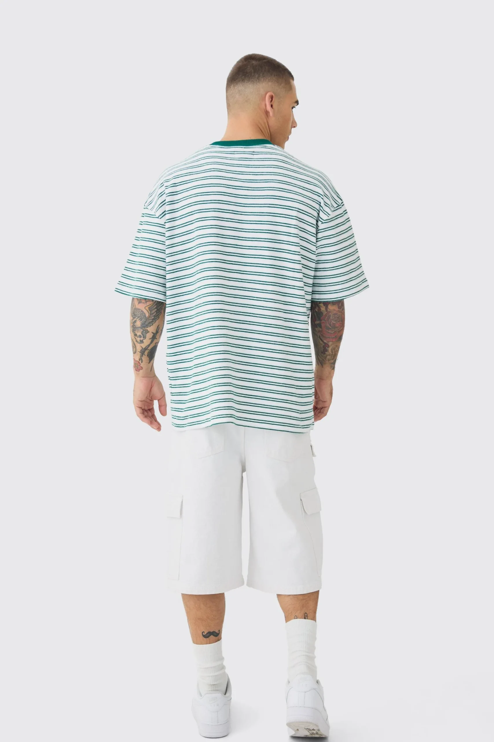 Oversized Limited Ribbed Striped T-shirt | UK^boohooMAN Online