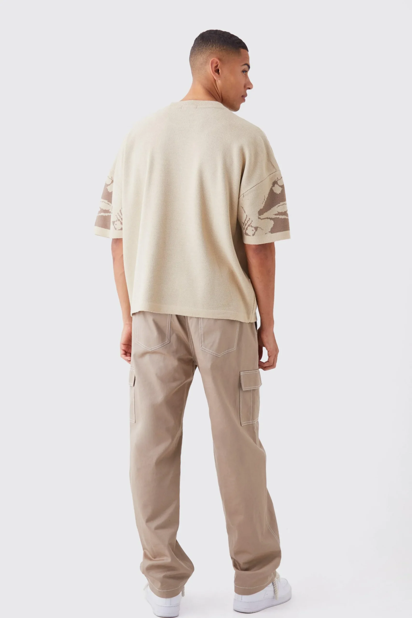 Oversized Line Drawing Knitted T-shirt | UK^boohooMAN Online