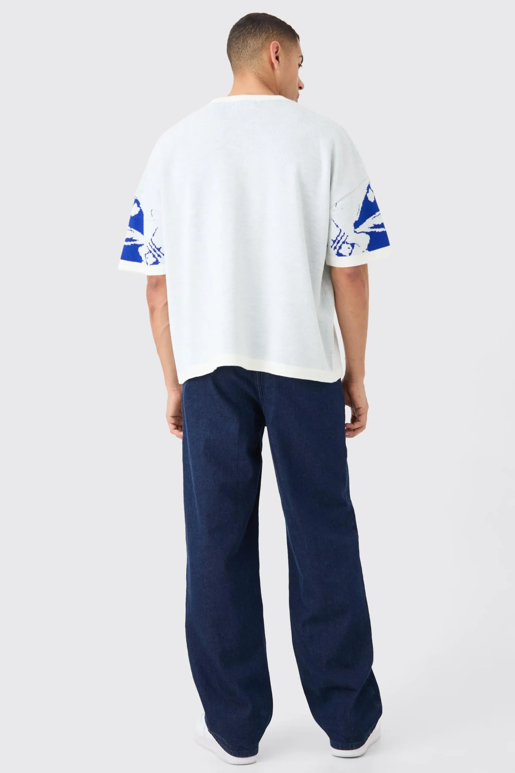 Oversized Line Drawing Knitted T-shirt | UK^boohooMAN Sale