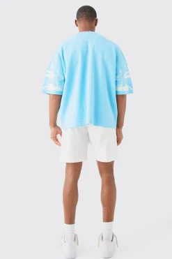 Oversized Line Scenic Knitted T-shirt | UK^boohooMAN Best
