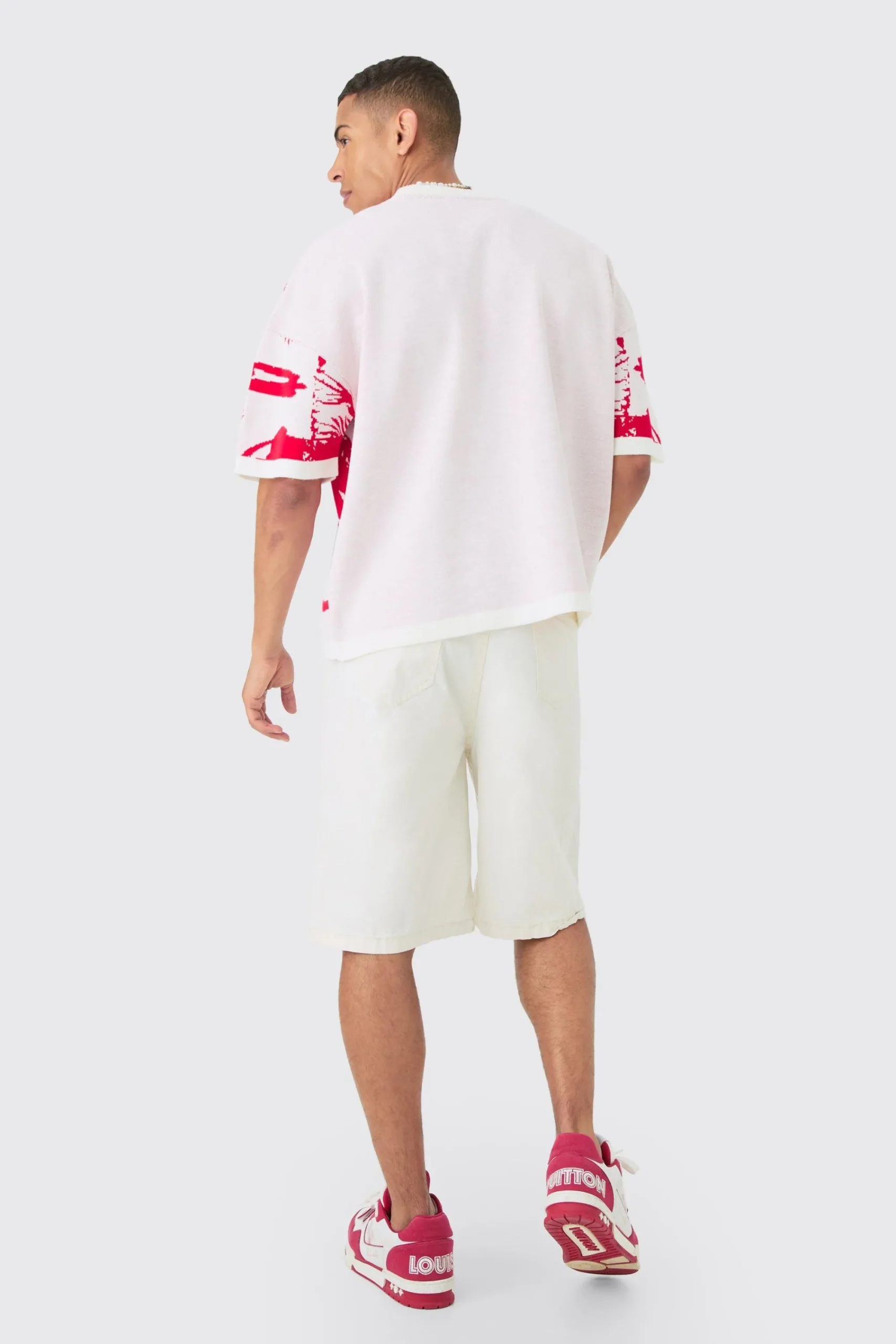 Oversized Line Scenic Knitted T-shirt | UK^boohooMAN