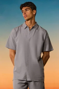 boohooMAN Oversized Linen Concealed Placket Shirt | UK| Shirts