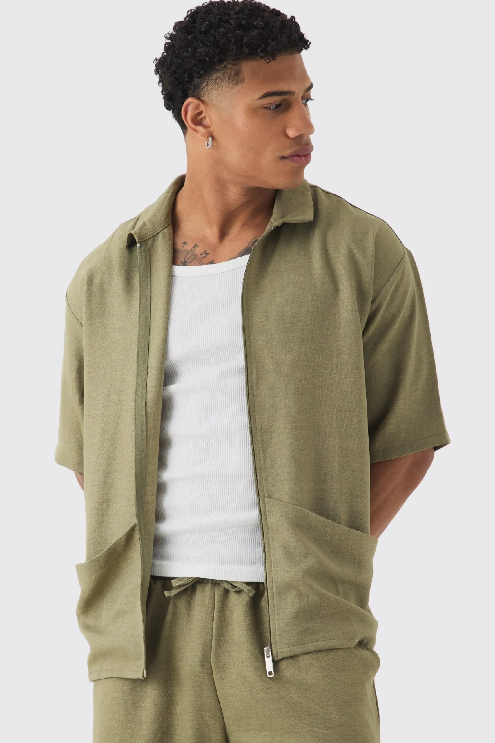 boohooMAN Oversized Linen Deep Pocket Shirt | UK| Shirts