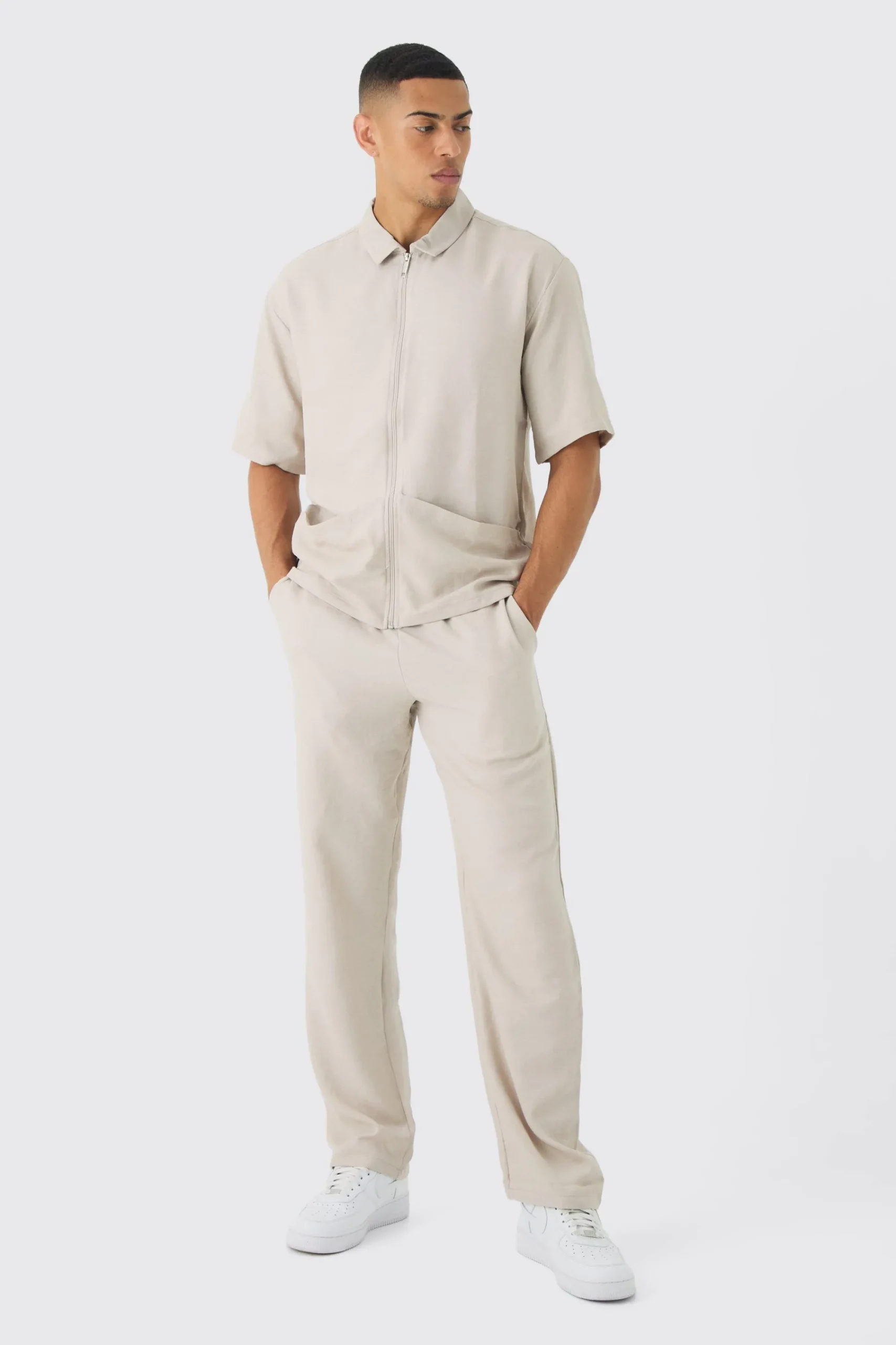 boohooMAN Oversized Linen Deep Pocket Shirt & Trouser Set | UK| Sets & Co-Ords