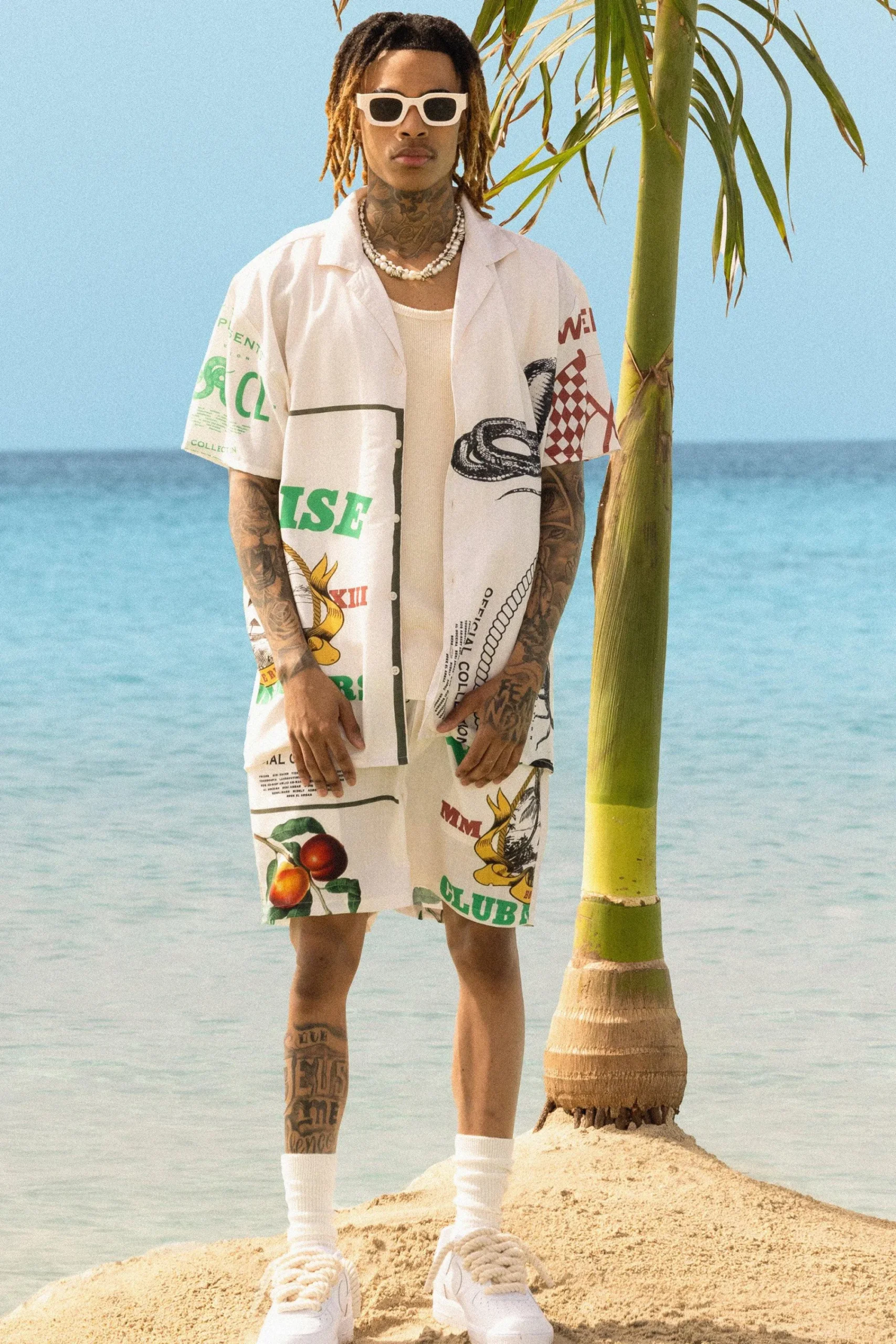 boohooMAN Oversized Linen Look Multi Print Set | UK| Sets & Co-Ords