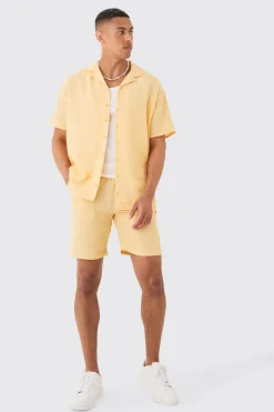 boohooMAN Oversized Linen Look Shirt & Short Set | UK| Sets & Co-Ords