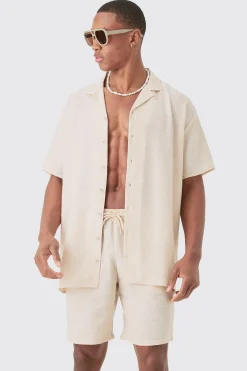 boohooMAN Oversized Linen Look Shirt & Short Set | UK| Sets & Co-Ords