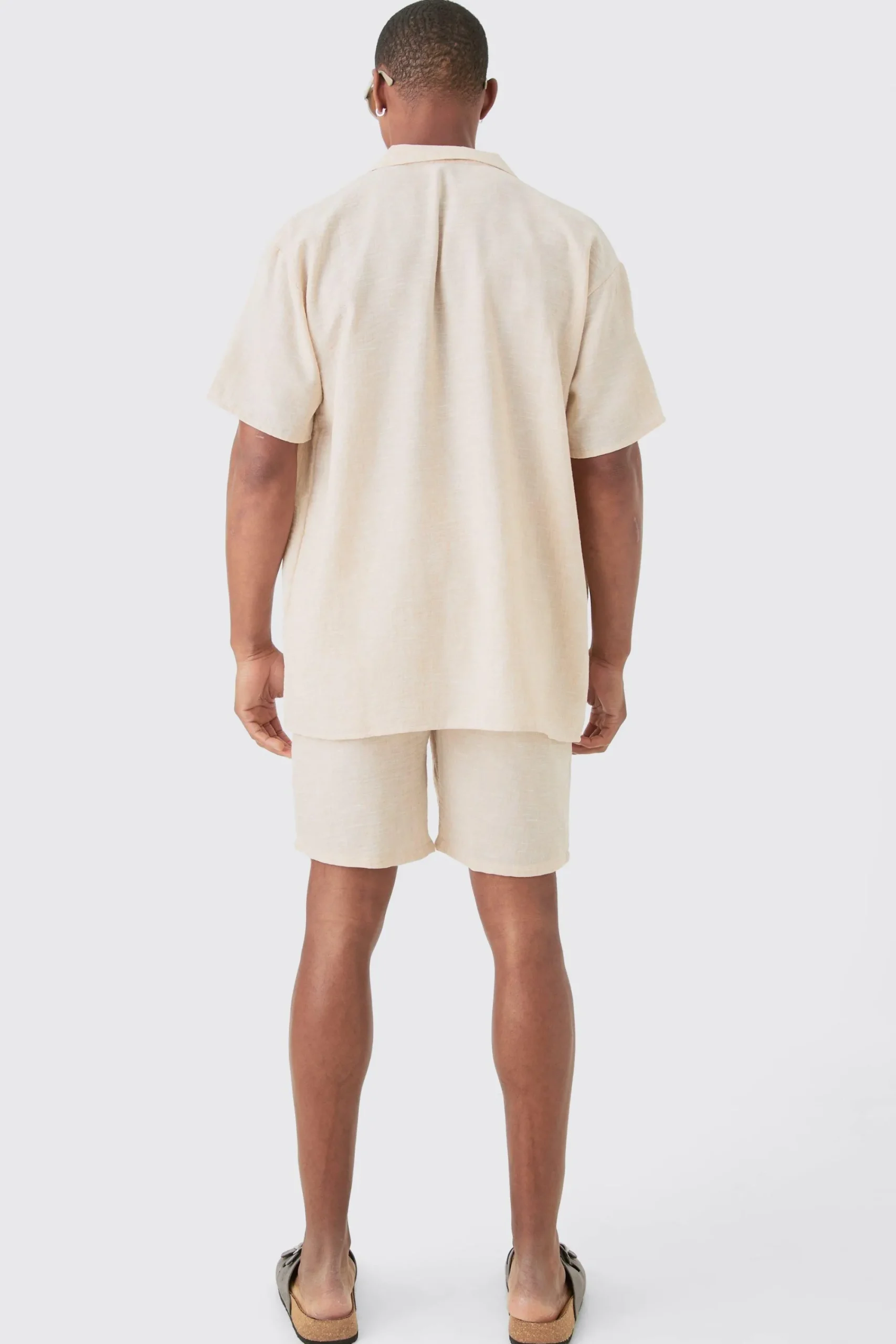boohooMAN Oversized Linen Look Shirt & Short Set | UK| Sets & Co-Ords