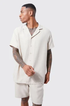 boohooMAN Oversized Linen Shirt And Short Set | UK| Sets & Co-Ords