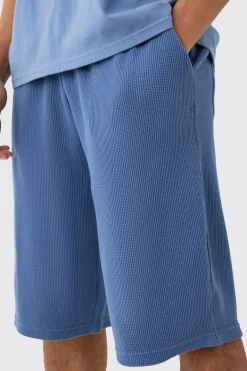 boohooMAN Oversized Long Length Heavyweight Waffle Shorts | UK| Shorts