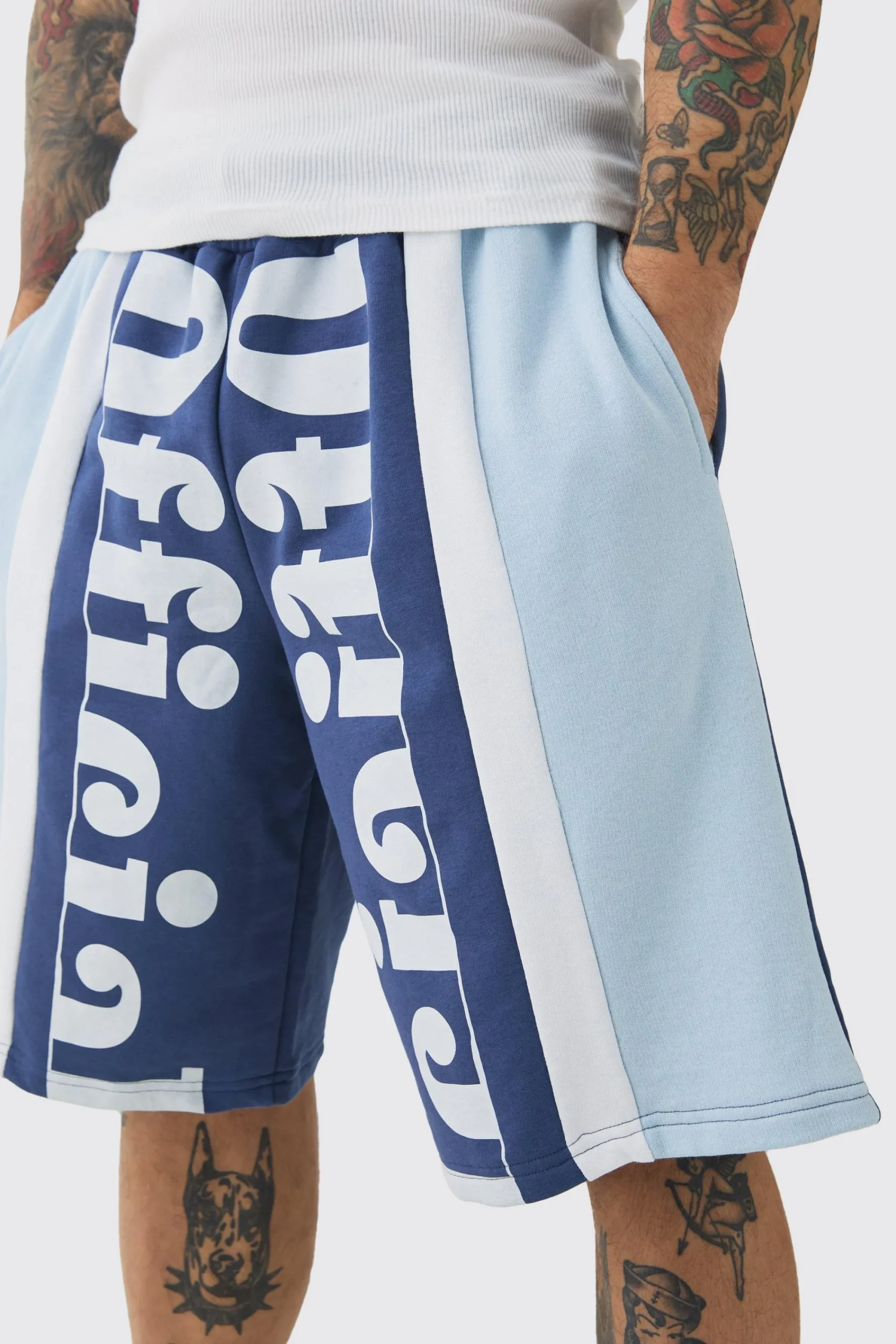 boohooMAN Oversized Long Length Official Loopback Shorts | UK| Shorts
