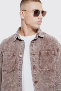 boohooMAN Oversized Long Sleeve Acid Wash Corduroy Shirt | UK| Shirts|Jeans