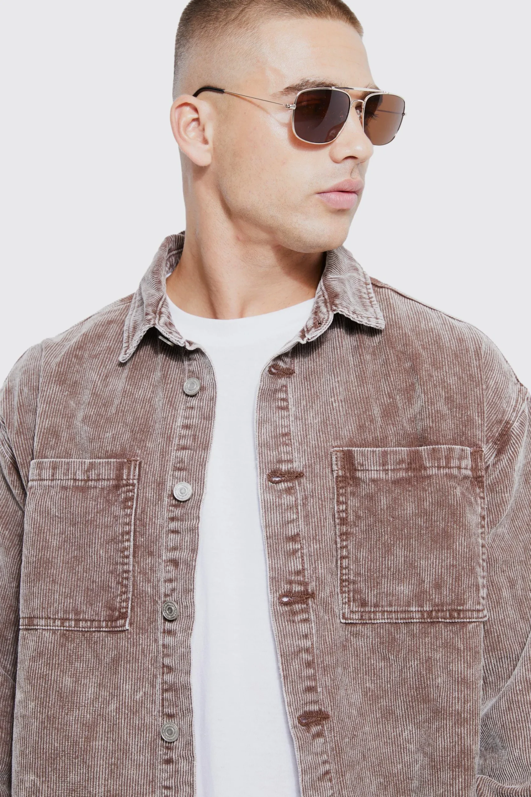 boohooMAN Oversized Long Sleeve Acid Wash Corduroy Shirt | UK| Shirts|Jeans