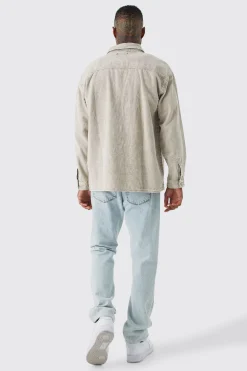 boohooMAN Oversized Long Sleeve Acid Wash Corduroy Shirt | UK| Shirts