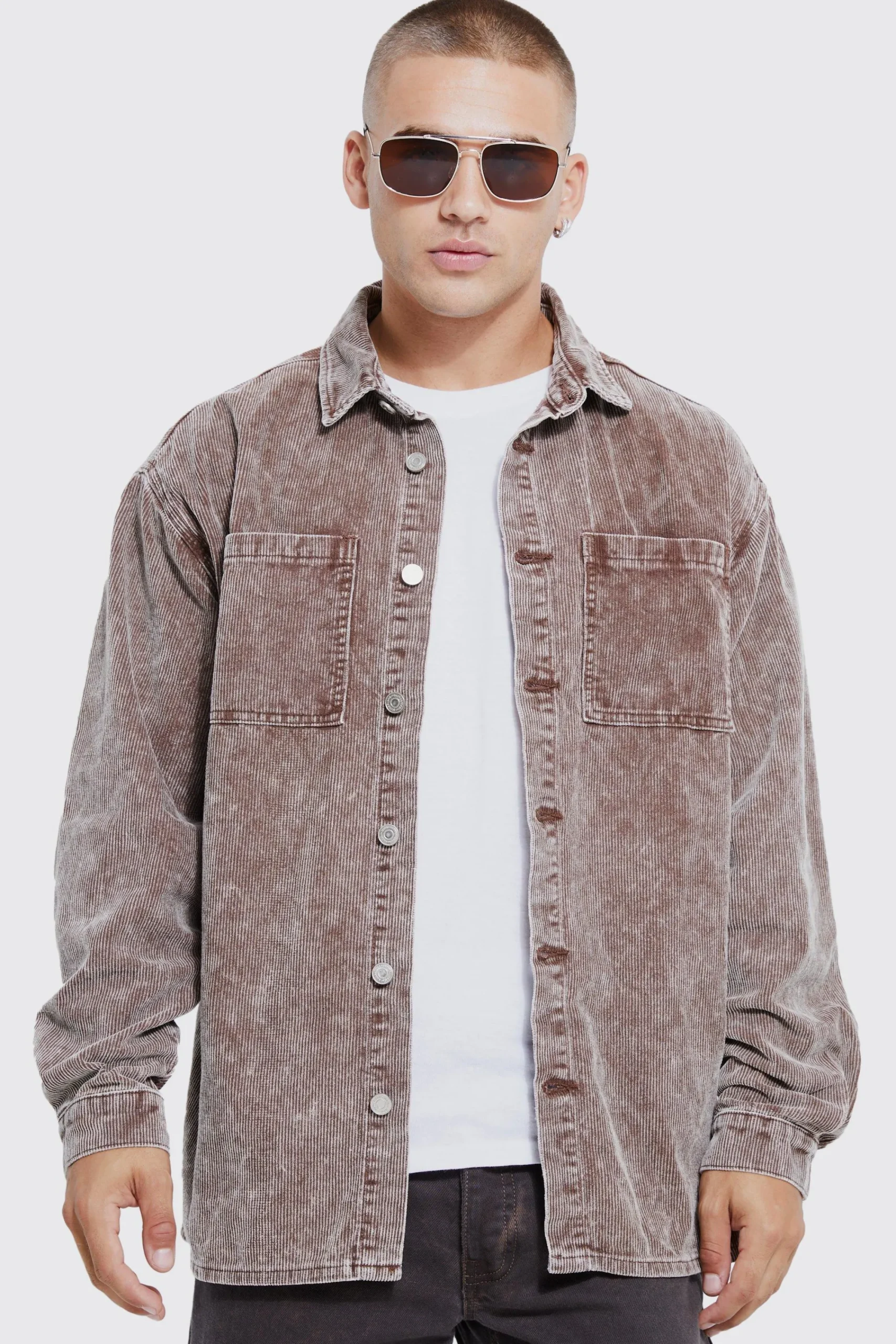 boohooMAN Oversized Long Sleeve Acid Wash Cord Shirt And Trouser Set | UK| Sets & Co-Ords