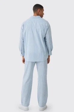 boohooMAN Oversized Long Sleeve Striped Shirt & Trouser Set In | UK| Sets & Co-Ords|Tracksuits