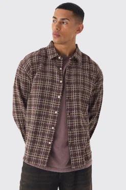 boohooMAN Oversized Long Sleeve Textured Check Shirt | UK| Shirts