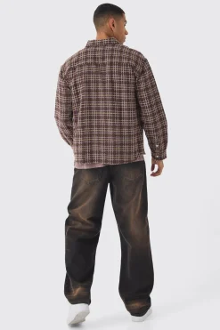 boohooMAN Oversized Long Sleeve Textured Check Shirt | UK| Shirts