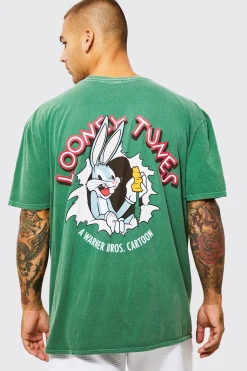 Oversized Looney Tunes Washed T-shirt | UK^boohooMAN Clearance