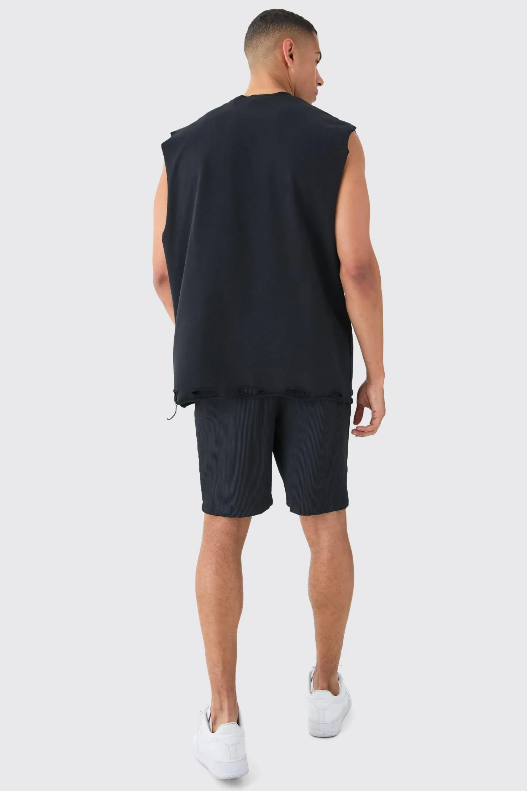 Oversized Loopback Drop Armhole Distressed Tank | UK^boohooMAN Outlet