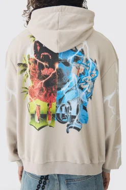 boohooMAN Oversized Loopback OFCL Gothic Print Hoodie | UK| Hoodies & Sweatshirts