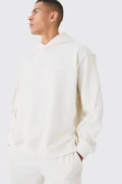 boohooMAN Oversized Loopback Raw Hem Panel Hooded Tracksuit | UK| Tracksuits