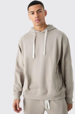 boohooMAN Oversized Loopback Ribbed Applique Hoodie | UK| Hoodies & Sweatshirts