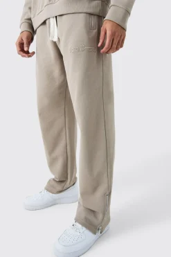 boohooMAN Oversized Loopback Ribbed Applique Zip Jogger | UK| Joggers