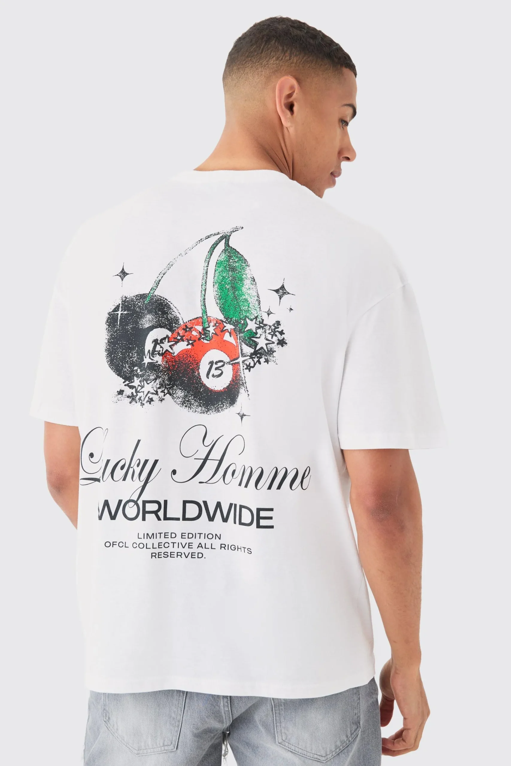 Oversized Lucky Homme Print T-shirt | UK^boohooMAN Sale