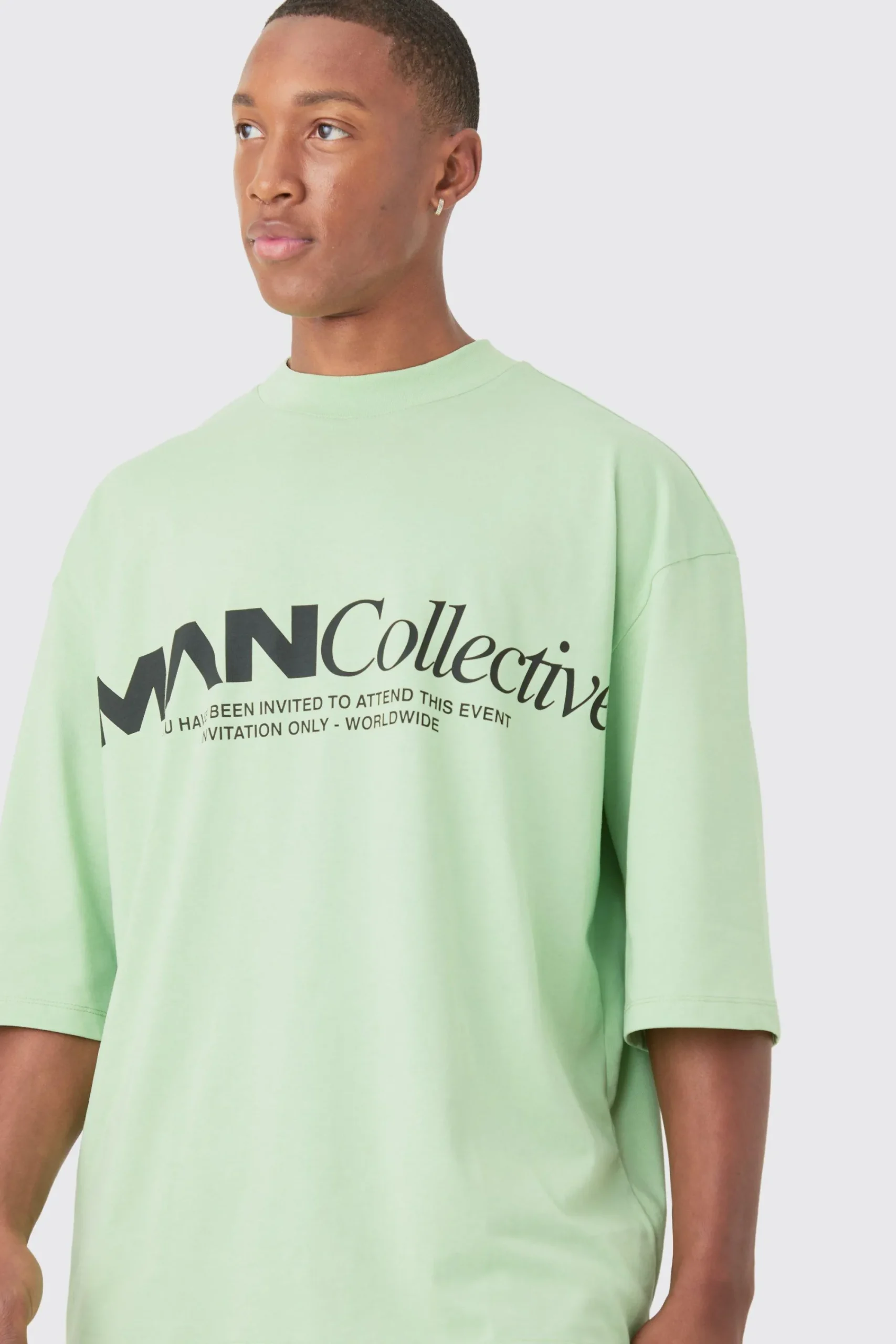 Oversized Man Collective Extended Neck Half Sleeve T-shirt | UK^boohooMAN Hot