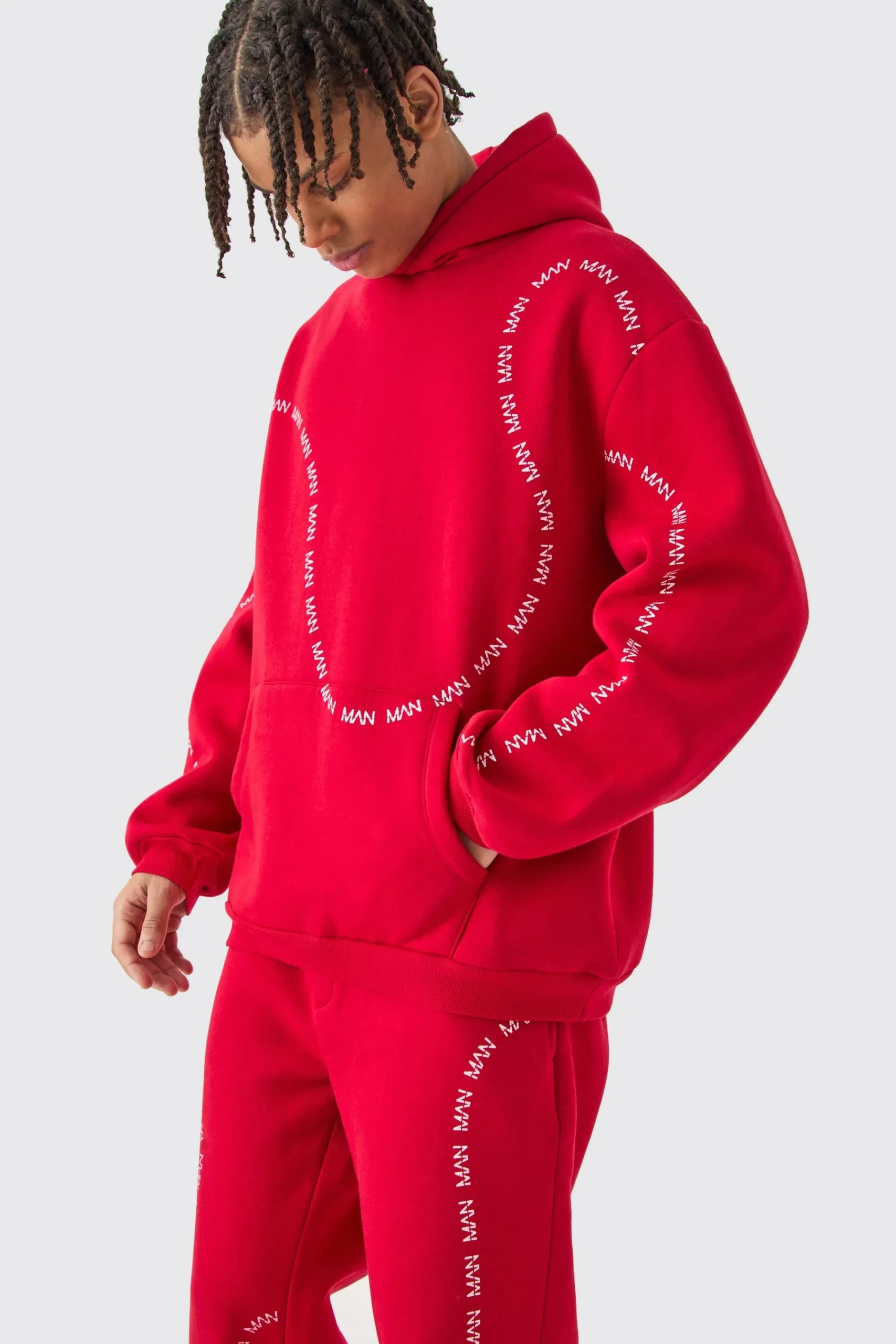 boohooMAN Oversized Man Dash Printed Split Hem Tracksuit | UK| Tracksuits