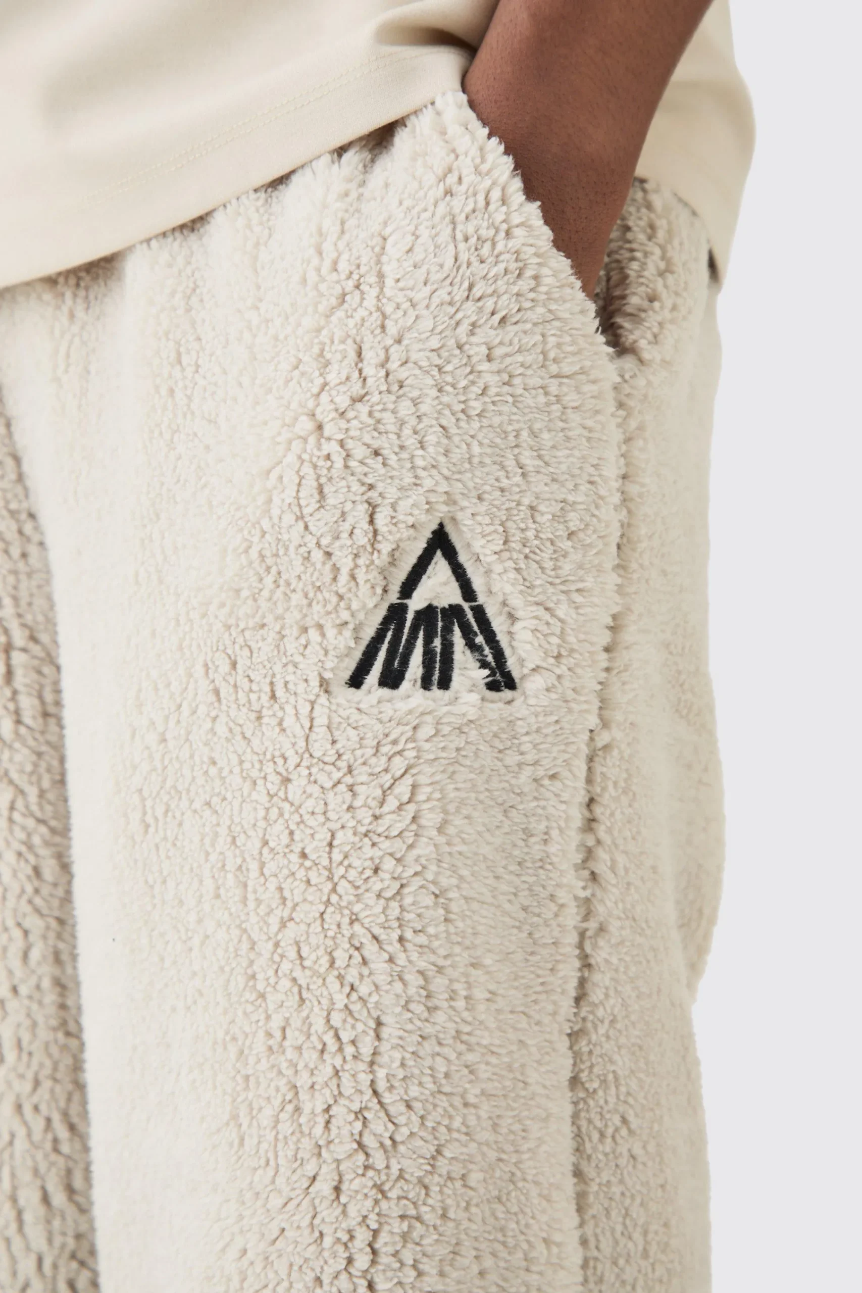 boohooMAN Oversized Man Embroidery Borg Jogger | UK| Joggers