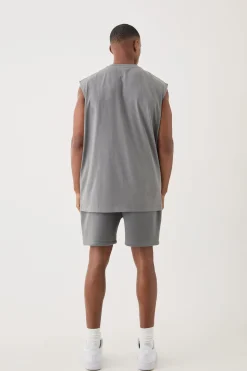 Oversized Man Flock Printed Tank & Short Set | UK^boohooMAN Sale