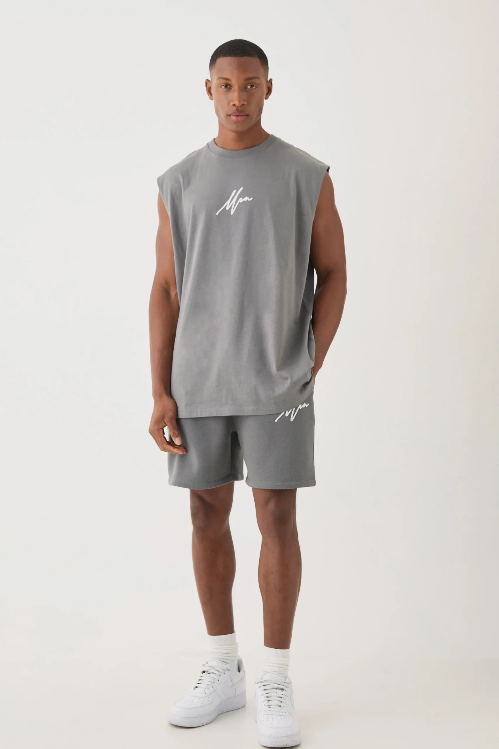 Oversized Man Flock Printed Tank & Short Set | UK^boohooMAN Sale