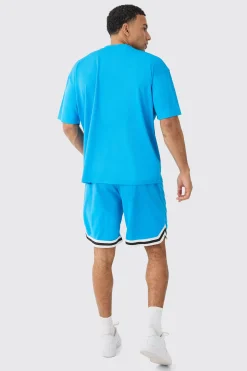 boohooMAN Oversized Man Mesh Varsity Top And Basketball Shorts Set | UK| Sets & Co-Ords|Tracksuits