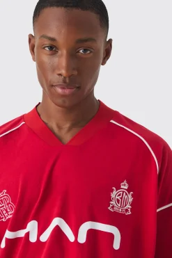 boohooMAN Oversized Man Raglan Football T-shirt & Panelled Short Set | UK| Sets & Co-Ords|Tracksuits