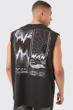 Oversized Man Space Printed Tank | UK^boohooMAN Clearance