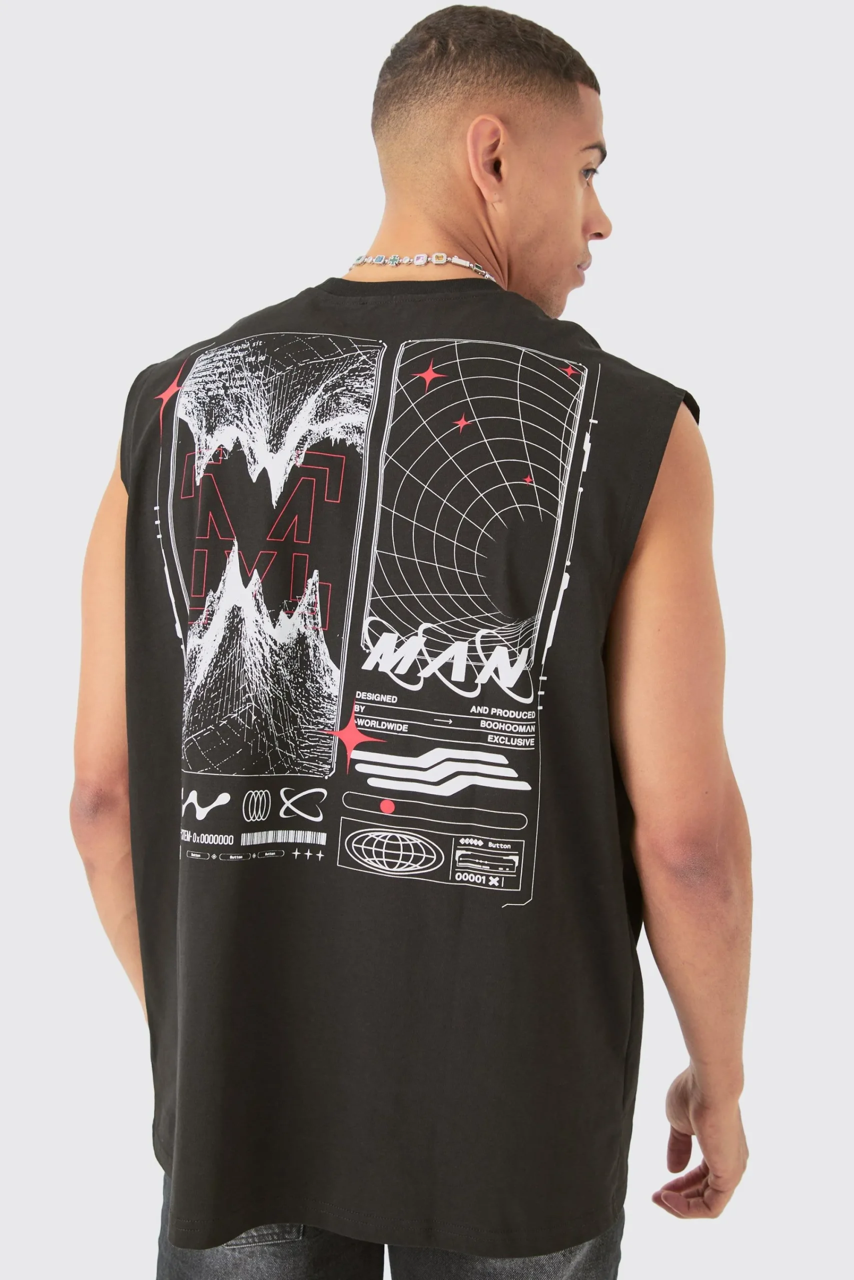 Oversized Man Space Printed Tank | UK^boohooMAN Clearance