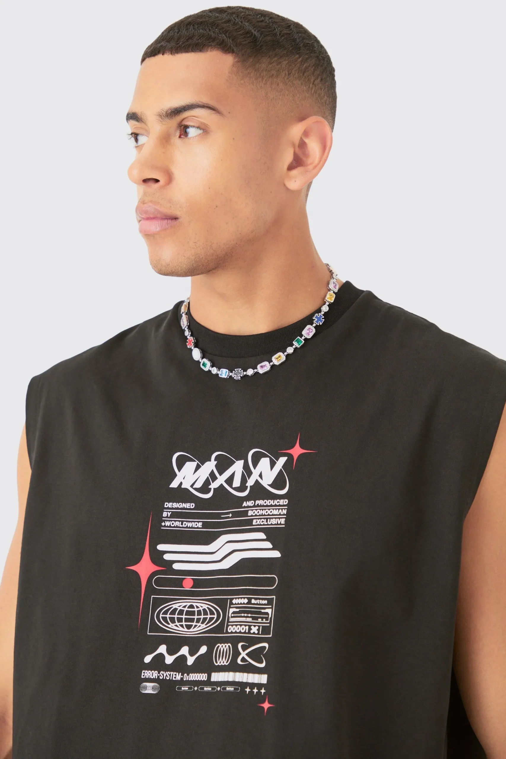 Oversized Man Space Printed Tank | UK^boohooMAN Clearance