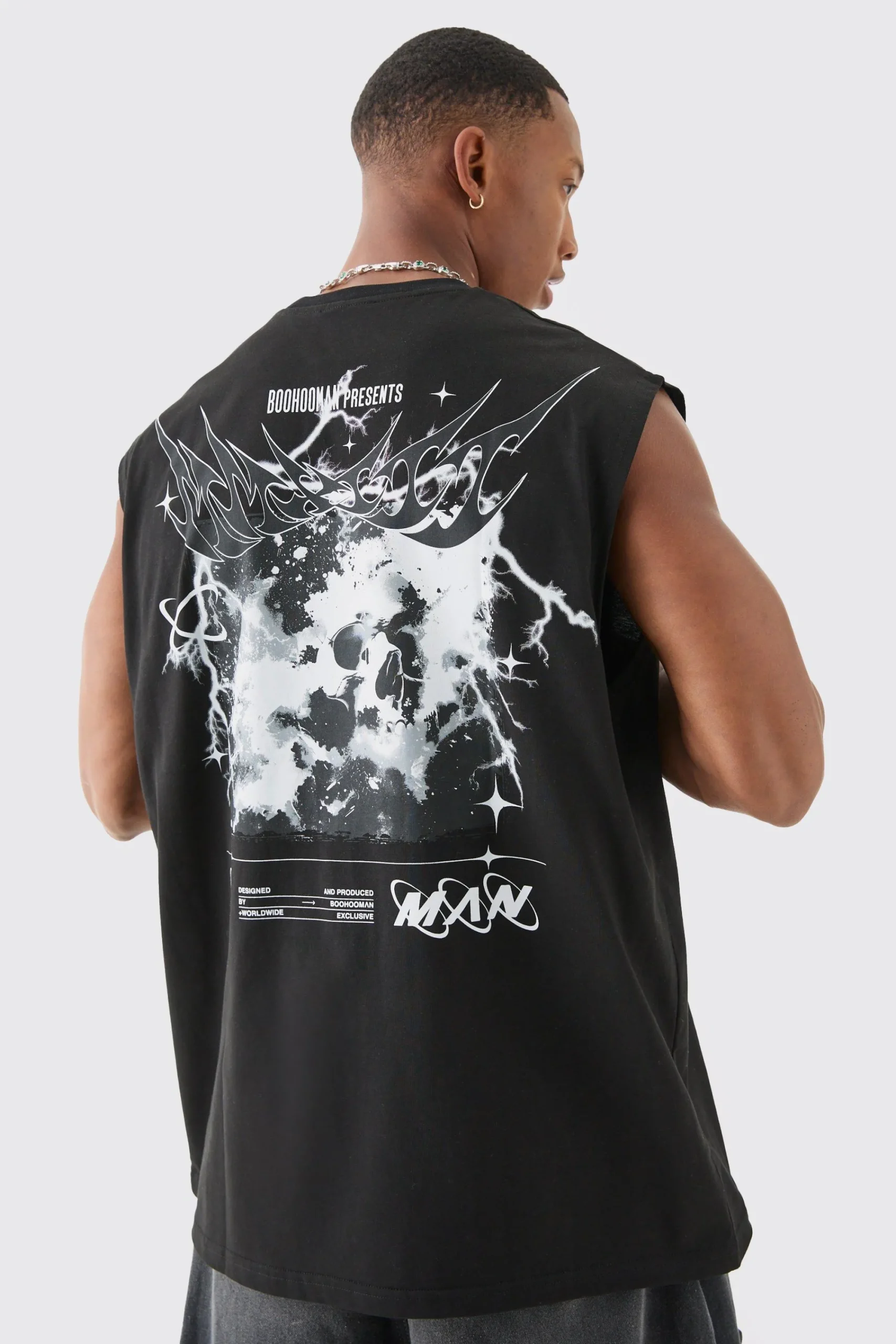 Oversized Man Space Printed Tank | UK^boohooMAN Clearance