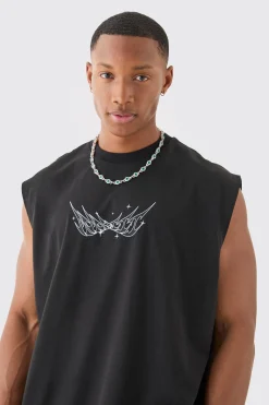 Oversized Man Space Printed Tank | UK^boohooMAN Clearance
