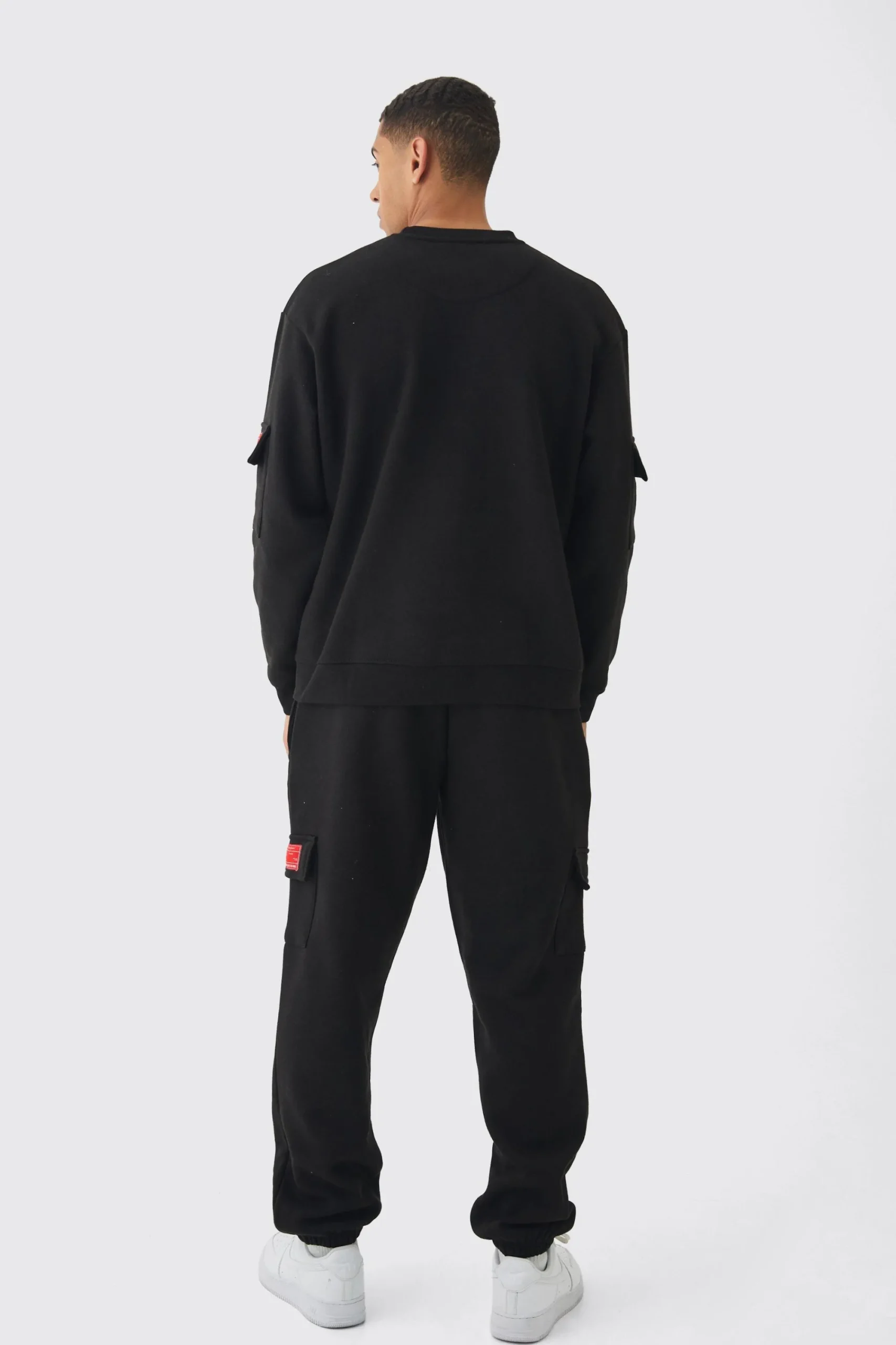 boohooMAN Oversized Man Tab Cargo Pocket Sweatshirt Tracksuit | UK| Tracksuits