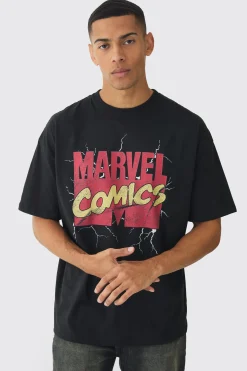 Oversized Marvel Comics License Print T-Shirt | UK^boohooMAN Outlet