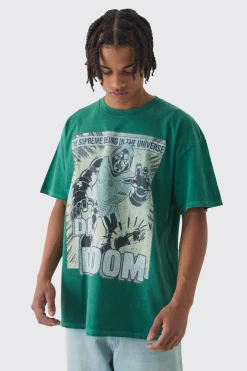 Oversized Marvel Dr Doom Comic Wash License Print T-Shirt | UK^boohooMAN Outlet