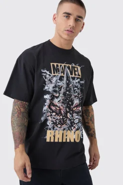 Oversized Marvel Rhino License Print T-Shirt | UK^boohooMAN