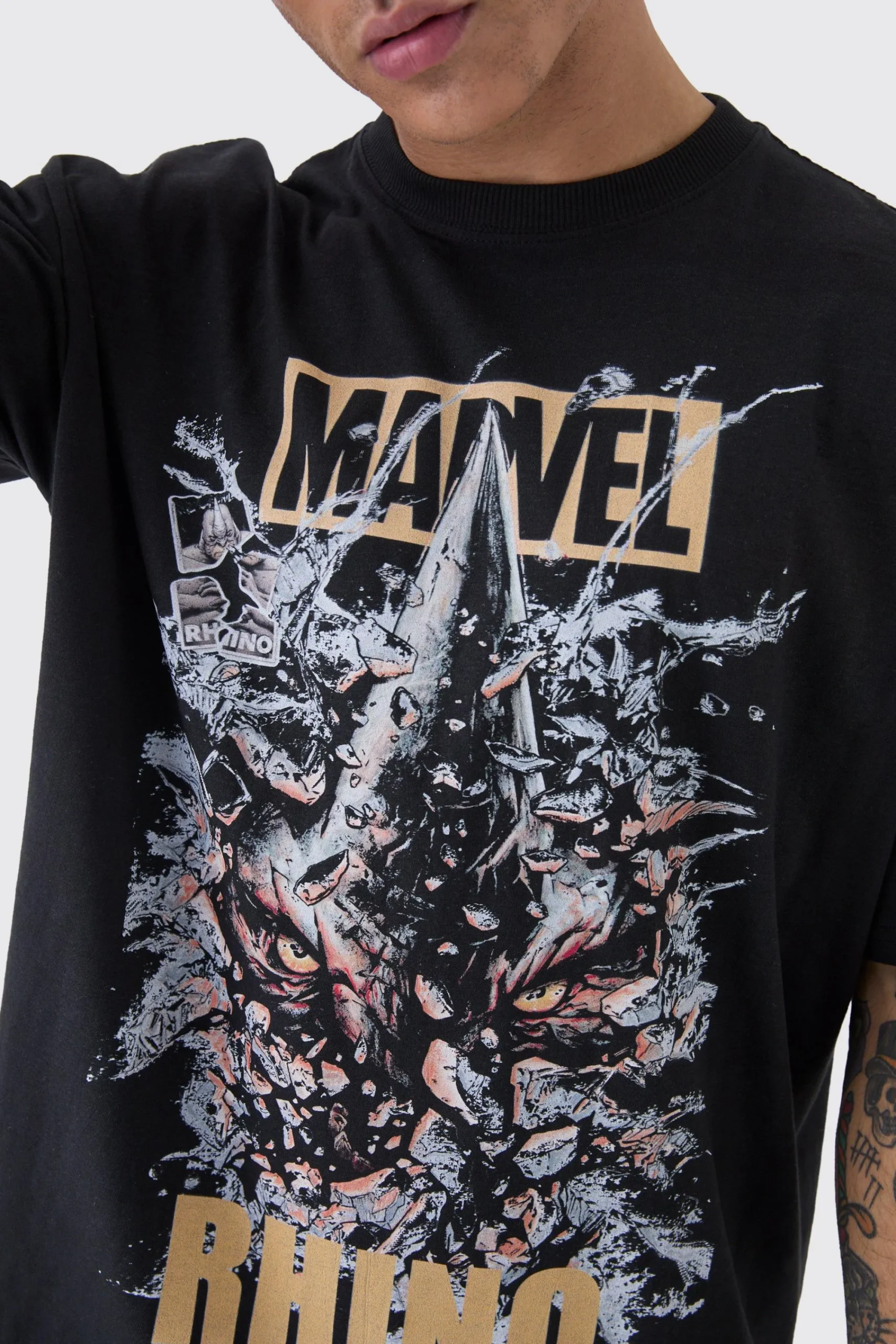 Oversized Marvel Rhino License Print T-Shirt | UK^boohooMAN