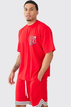 boohooMAN Oversized Mesh Varsity Top And Basketball Shorts Set | UK| Sets & Co-Ords|Tracksuits