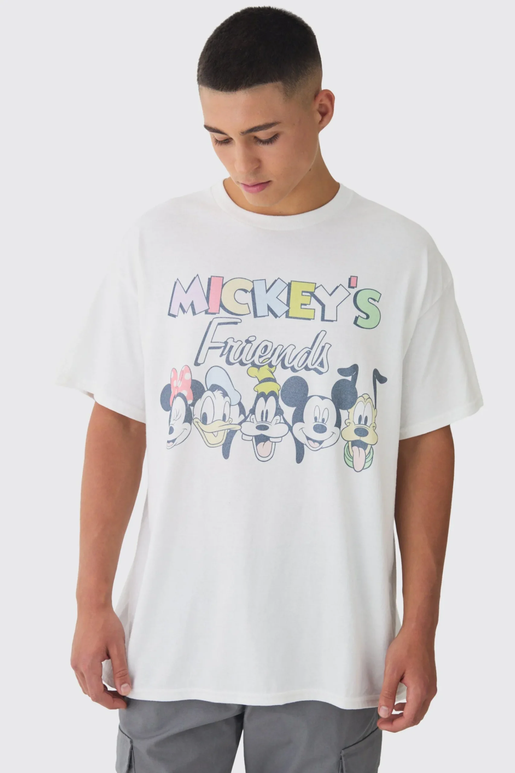 Oversized Mickey Mouse And Friends License Print T-Shirt | UK^boohooMAN