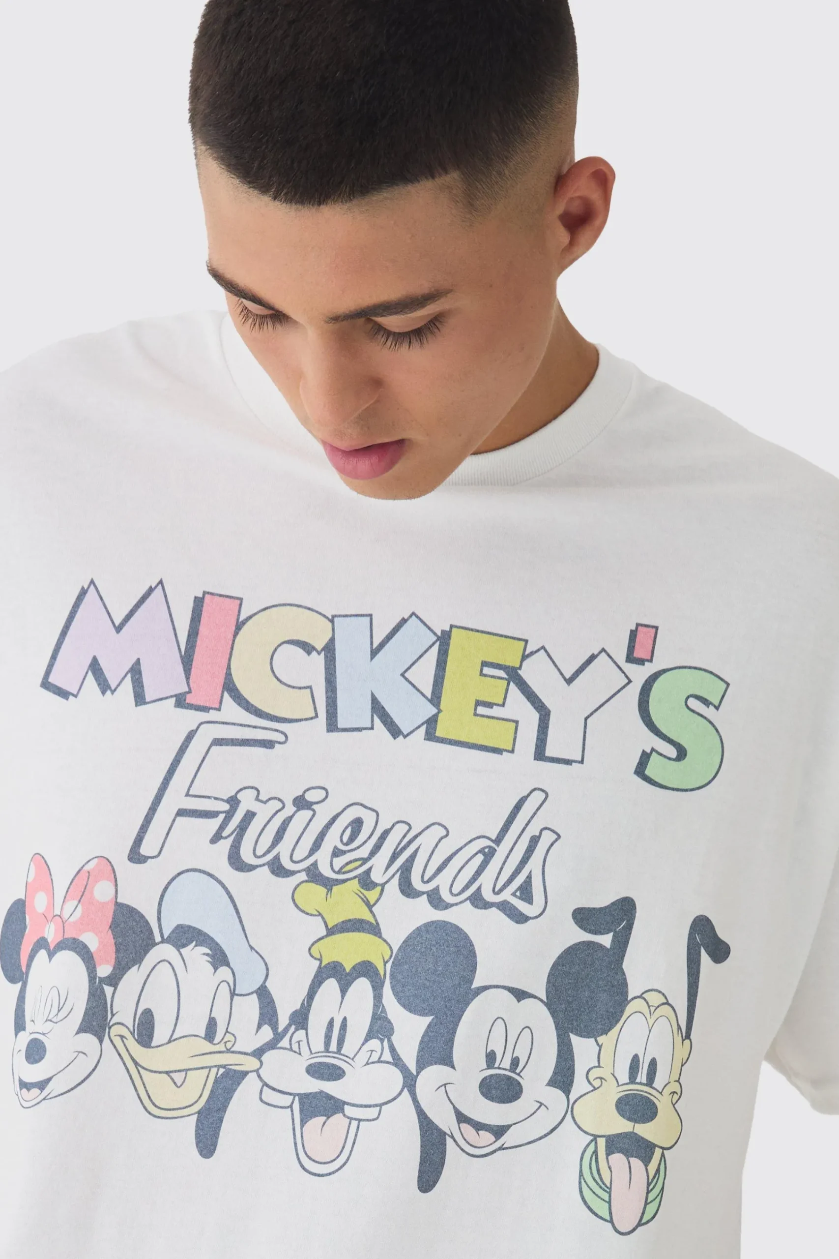 Oversized Mickey Mouse And Friends License Print T-Shirt | UK^boohooMAN