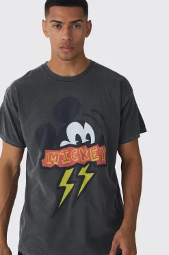 Oversized Mickey Mouse Disney Wash License Print T-shirt | UK^boohooMAN New